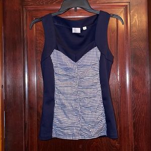 Anthroplogie Navy and White Ruched Tank Size XS